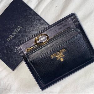 Prada Black Saffiano Leather Keychain Wallet